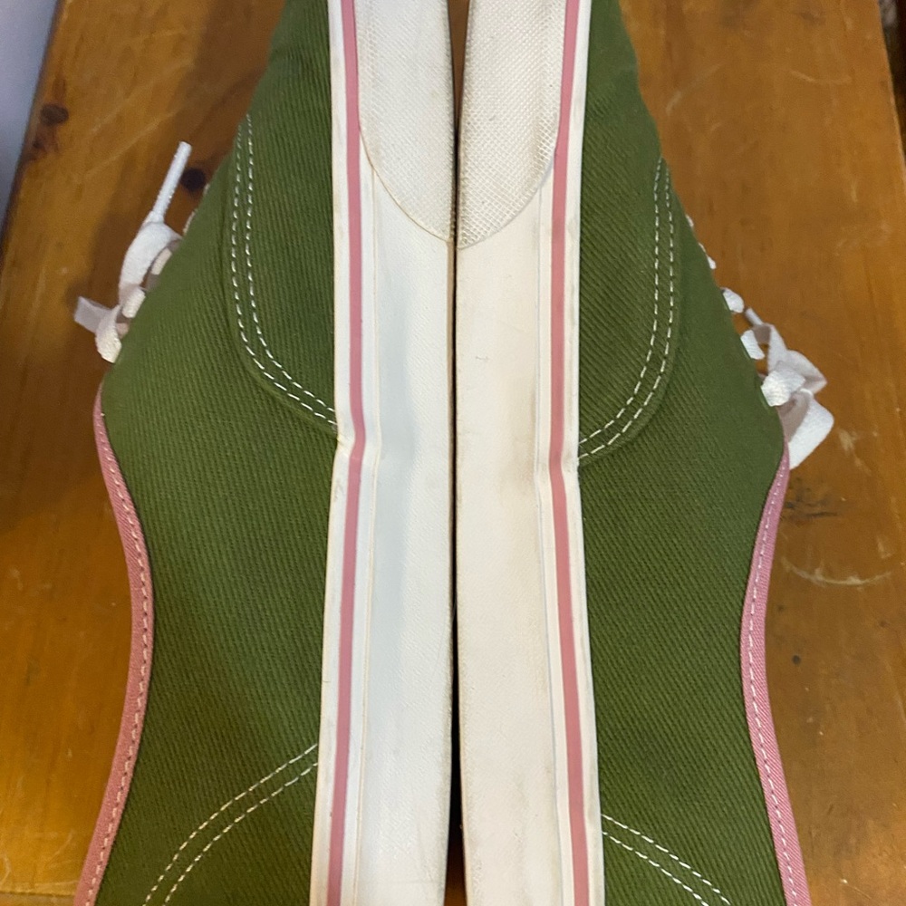 Green With Pink Trim Vans Authentic Men's Shoes - Picture 4 of 6